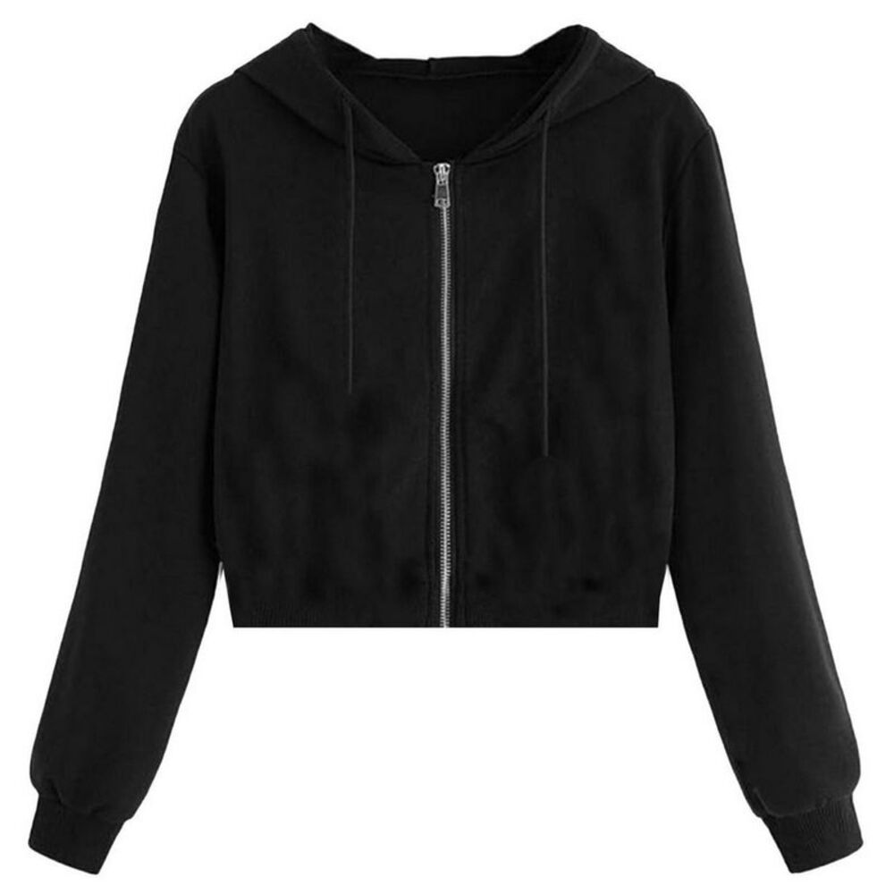 Miso Womens/Ladies Relaxed Fit Crop Hoodie / Black